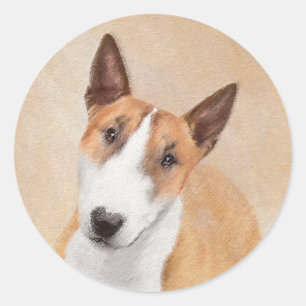 Miniature Bull Terrier Painting - Cute Original Do Classic Round Sticker