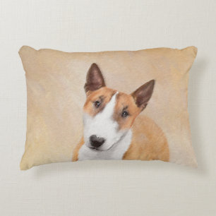 Miniature Bull Terrier Painting - Cute Original Do Decorative Cushion