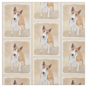 Miniature Bull Terrier Painting - Cute Original Do Fabric