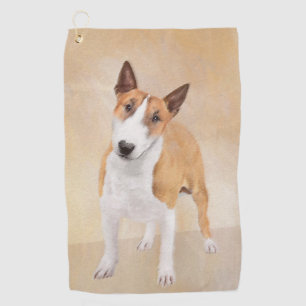 Miniature Bull Terrier Painting - Cute Original Do Golf Towel