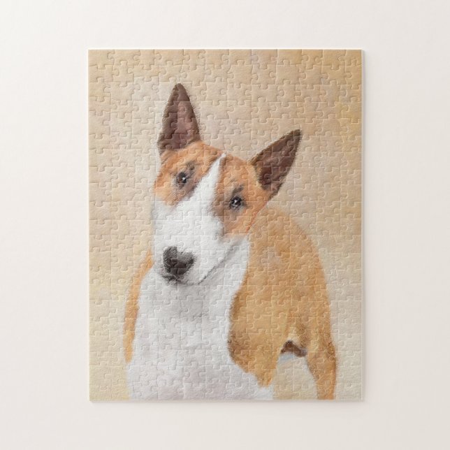 Miniature Bull Terrier Painting - Cute Original Do Jigsaw Puzzle (Vertical)