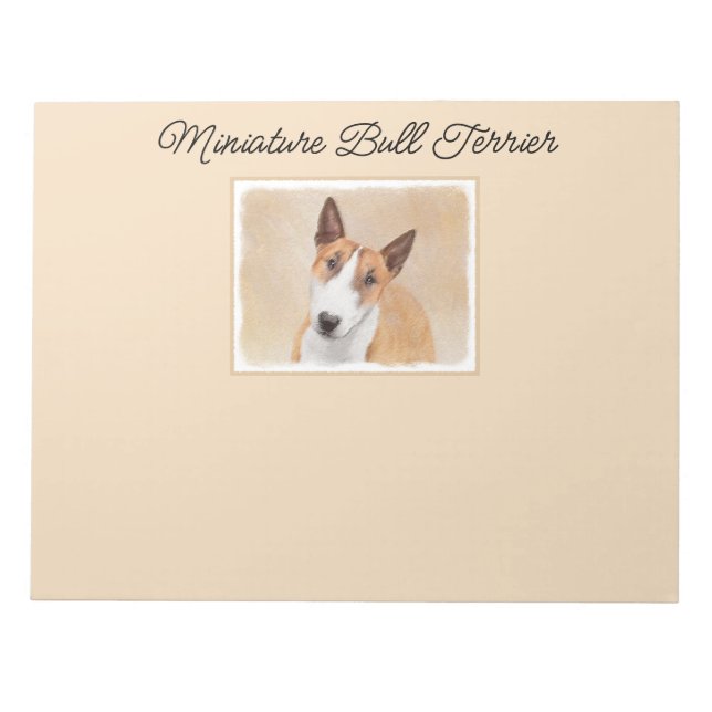Miniature Bull Terrier Painting - Cute Original Do Notepad (Front)