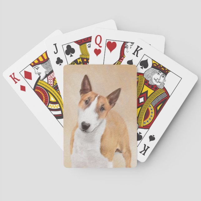 Miniature Bull Terrier Painting - Cute Original Do Playing Cards (Back)