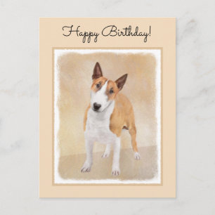 Miniature Bull Terrier Painting - Cute Original Do Postcard