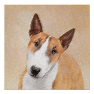 Miniature Bull Terrier Painting - Cute Original Do Poster