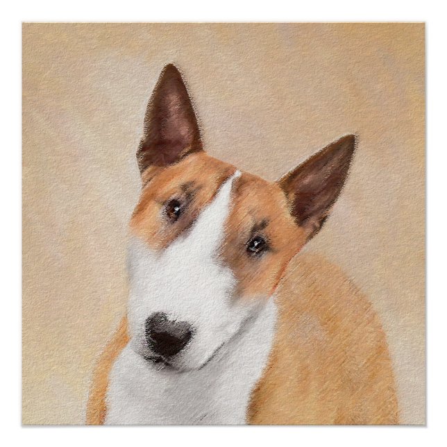 Miniature Bull Terrier Painting - Cute Original Do Poster (Front)