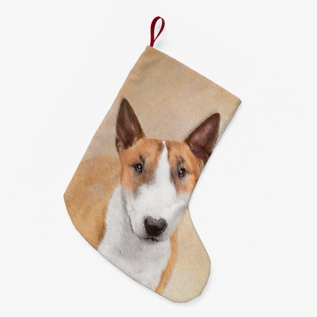 Miniature Bull Terrier Painting - Cute Original Do Small Christmas Stocking (Front (Hanging))