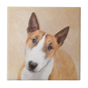 Miniature Bull Terrier Painting - Cute Original Do Tile