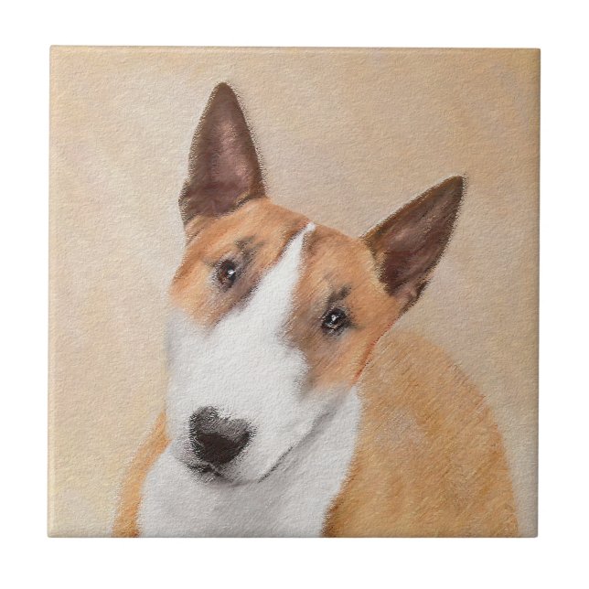 Miniature Bull Terrier Painting - Cute Original Do Tile (Front)