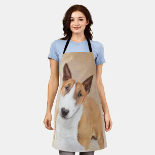 Miniature Bull Terrier Painting - Original Dog Art Apron