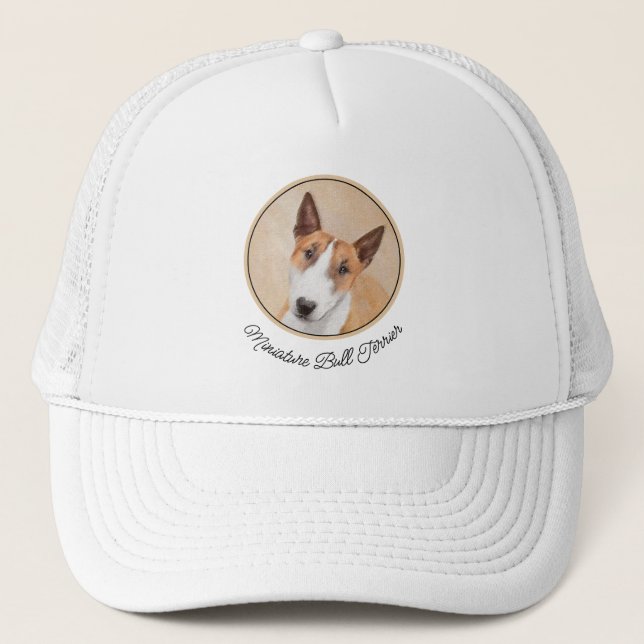 Miniature Bull Terrier Painting - Original Dog Art Trucker Hat (Front)