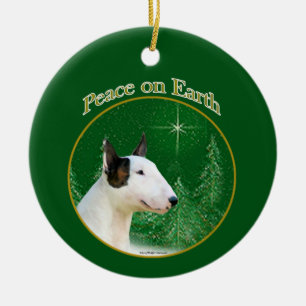 Miniature Bull Terrier Peace Ceramic Tree Decoration