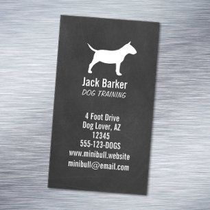 Miniature Bull Terrier Silhouette Chalkboard Style Magnetic Business Card