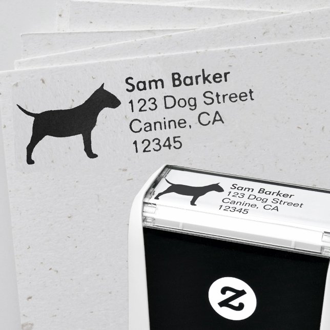 Miniature Bull Terrier Silhouette Return Address Self-inking Stamp (Creator Uploaded)