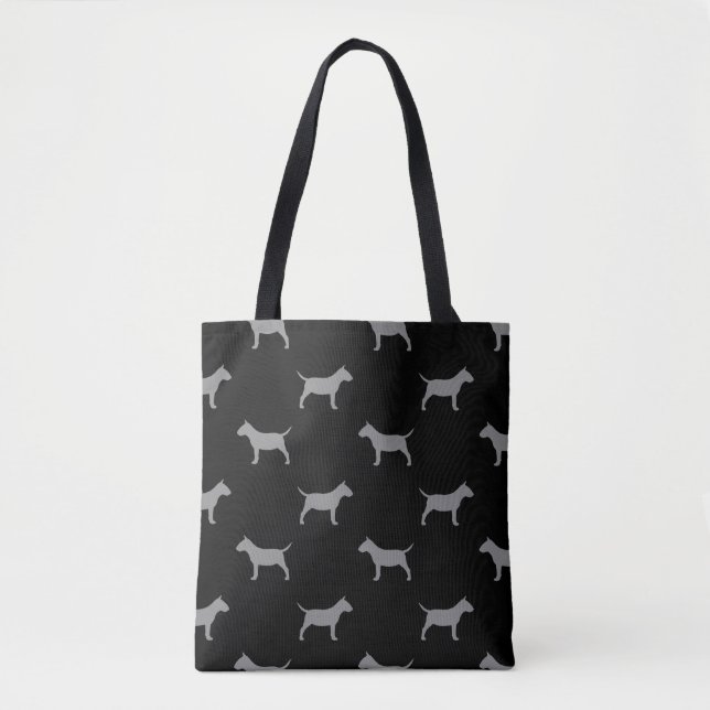 Miniature Bull Terrier Silhouettes MiniBull Dogs Tote Bag (Front)