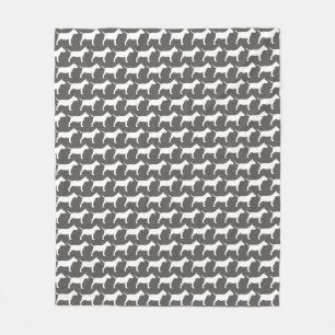 Miniature Bull Terrier Silhouettes Pattern Fleece Blanket