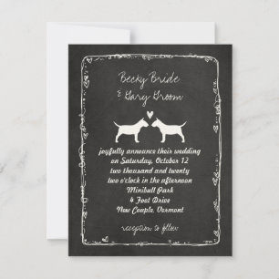 Miniature Bull Terrier Silhouettes Wedding Invitation
