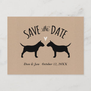 Miniature Bull Terriers Wedding Save the Date Announcement Postcard