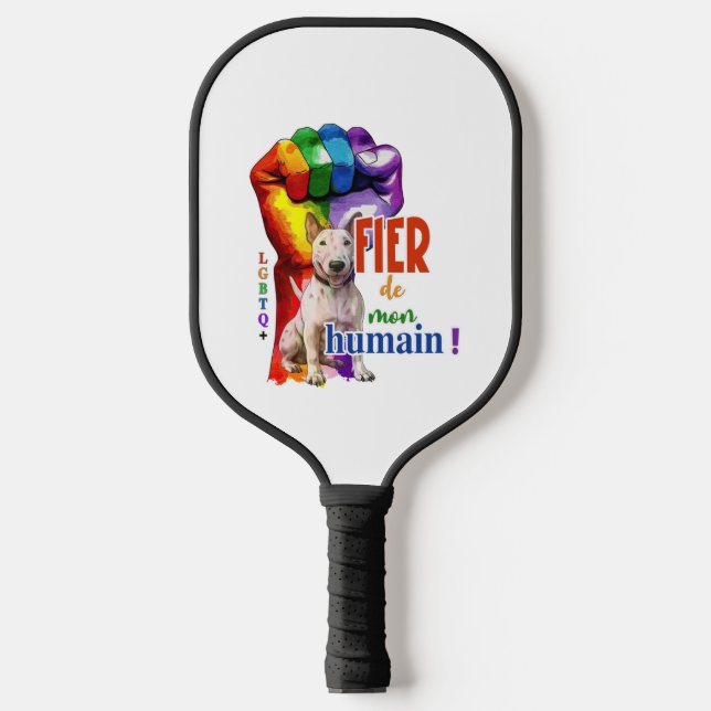 Miniature Bullterrier dog Pickleball Paddle (Front)