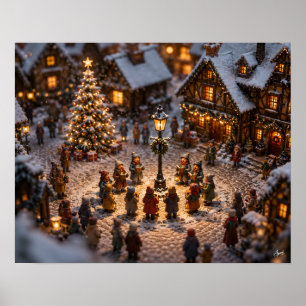 Miniature Carolers in the Square Poster