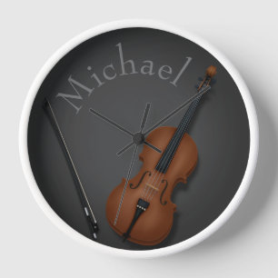 Miniature Cello & Bow Inside Personalized Clock
