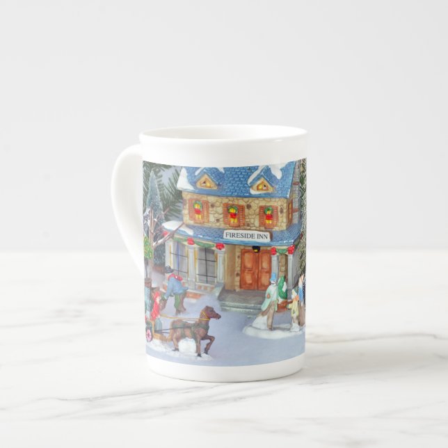 Miniature christmas village bone china mug (Front Left)