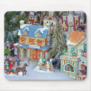 Miniature christmas village mouse mat