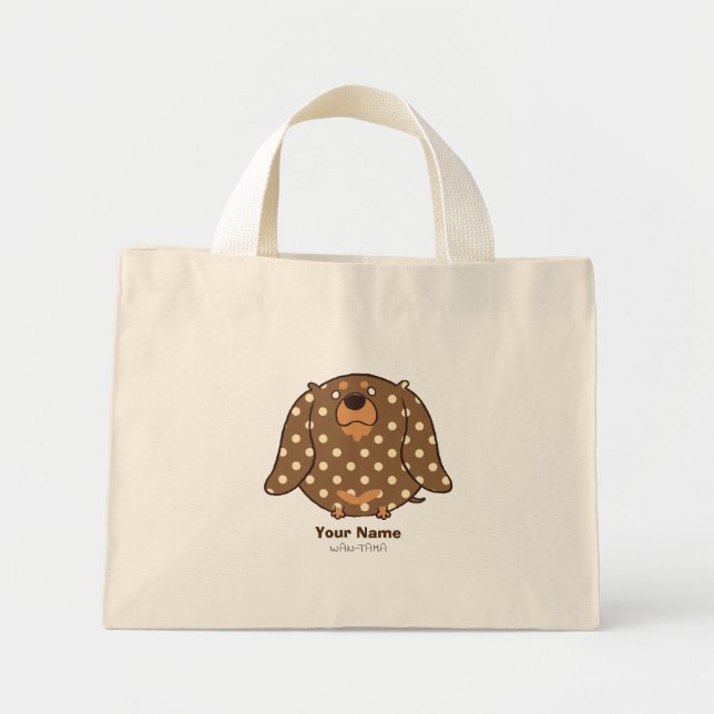 Miniature Dachshund "Dachtama (Chokodapple)"<名入れ> Mini Tote Bag (Front)