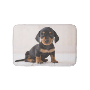 Miniature Dachshund Sitting Bath Mat