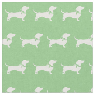 Miniature Dachshund Weiner Dog Sage Green Fabric