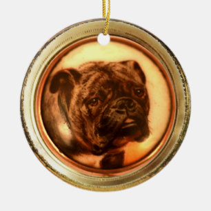 MINIATURE DOG PORTRAITS Bulldog Ceramic Tree Decoration