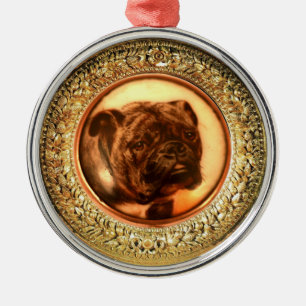 MINIATURE DOG PORTRAITS Bulldog Metal Tree Decoration