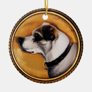 MINIATURE DOG PORTRAITS Fox Terrier Ceramic Tree Decoration