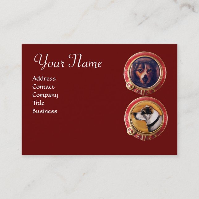 MINIATURE DOG PORTRAITS Monogram Veterinarian Business Card (Front)