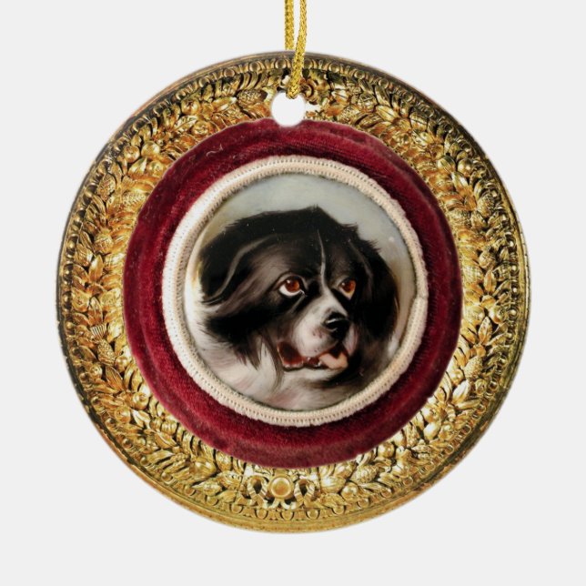 MINIATURE DOG PORTRAITS Newfoundland Ceramic Tree Decoration (Front)