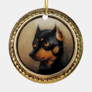 MINIATURE DOG PORTRAITS Pincher Ceramic Tree Decoration