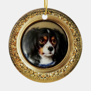 MINIATURE DOG PORTRAITS Tricolor Spaniel Ceramic Tree Decoration
