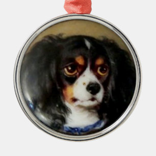 MINIATURE DOG PORTRAITS Tricolor Spaniel Metal Tree Decoration