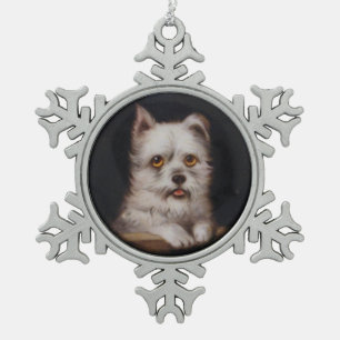 MINIATURE DOG PORTRAITS West Highland Terrier Snowflake Pewter Christmas Ornament