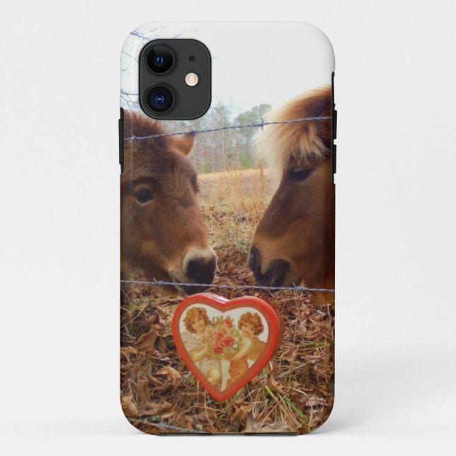 Miniature Donkey & Horse Valentine Heart Case-Mate iPhone Case (Back)