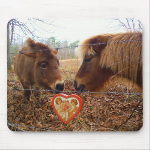Miniature Donkey & Horse Valentine Heart Mouse Mat