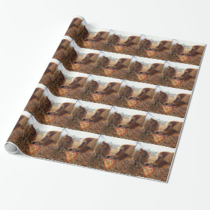 Miniature Donkey & Horse Valentine Heart Wrapping Paper