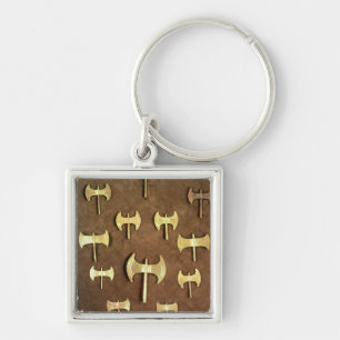 Miniature double axes key ring
