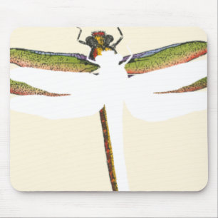 Miniature Dragonfly on White Background Mouse Mat
