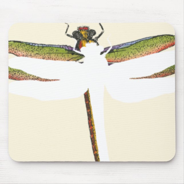 Miniature Dragonfly on White Background Mouse Mat (Front)
