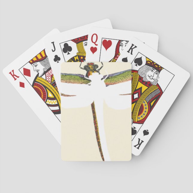 Miniature Dragonfly on White Background Playing Cards (Back)