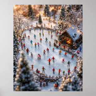 Miniature Frozen Pond Ice Skating Poster