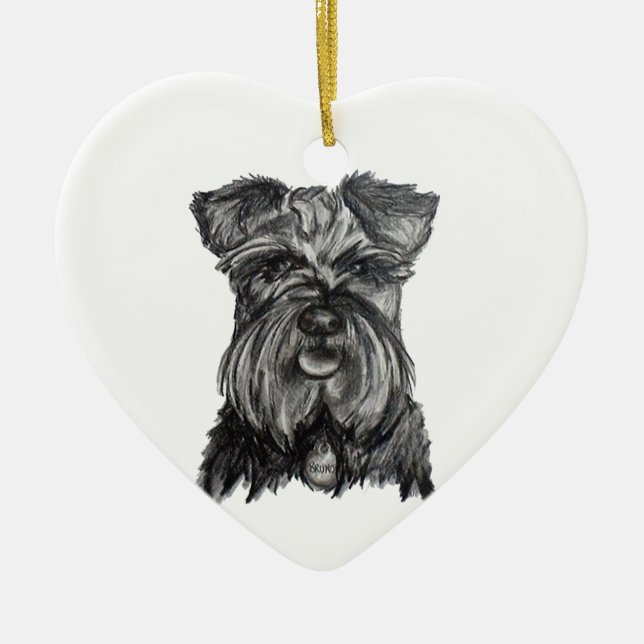 Miniature German Schnauzer Ceramic Tree Decoration (Front)