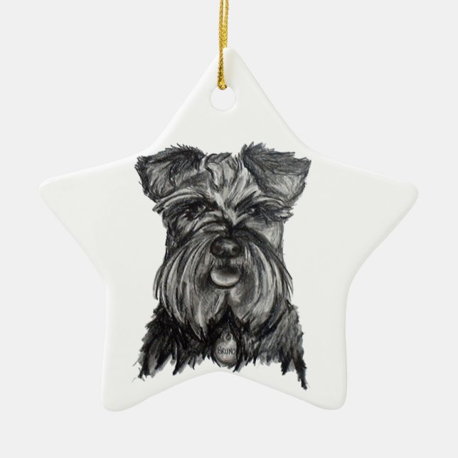 Miniature German Schnauzer Ceramic Tree Decoration (Front)