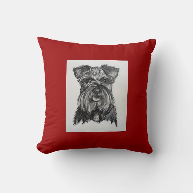 Miniature German Schnauzer Throw Pillow (Front)